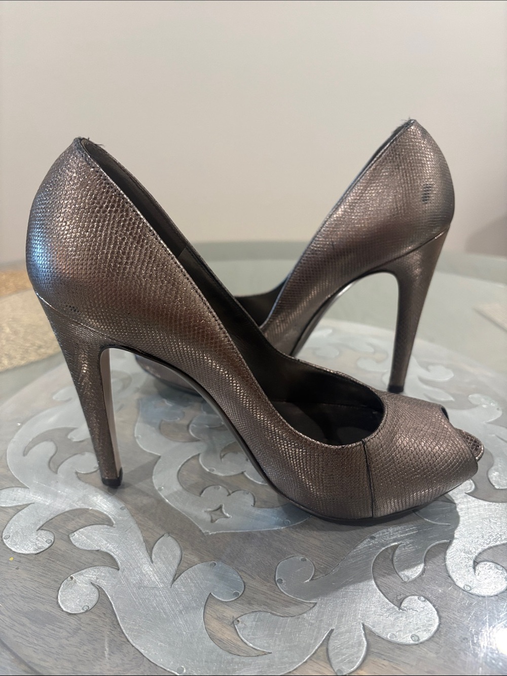 Salvatore Ferragamo metallic gold heels
